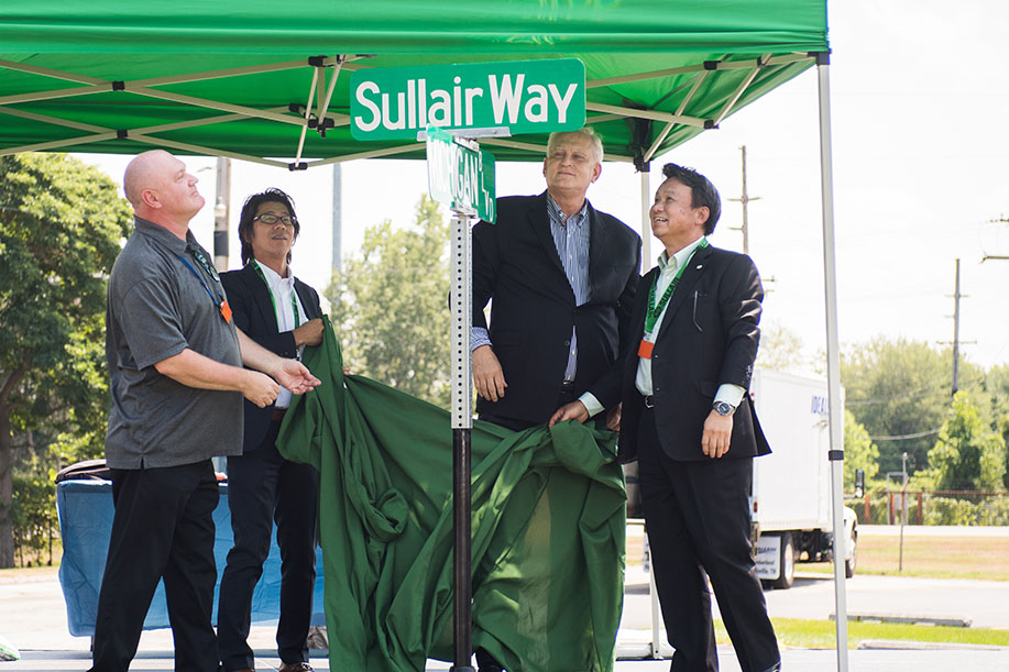 Sullair Way street sign unveiled at the Sullair-Hitachi one-year anniversary celebration
