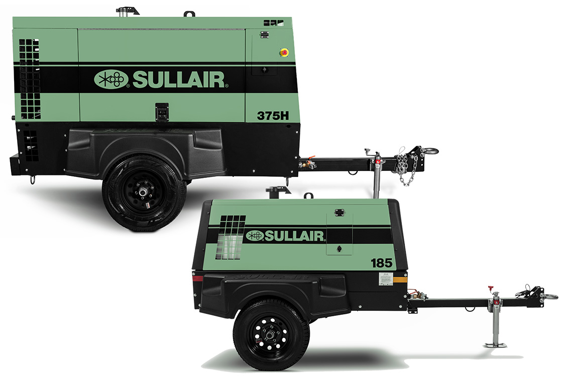 Sullair 185 T4F and 375 T4F portable air compressors