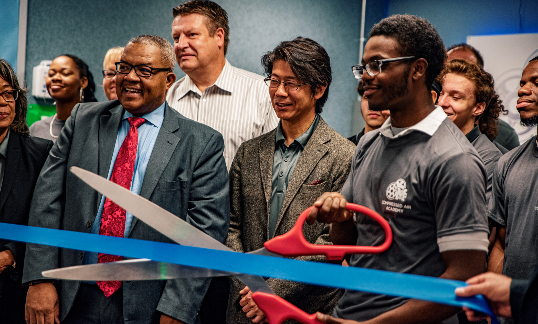 Sullair celebrates the ribbon cutting of the Compressed Air Academy at Michigan City High School
