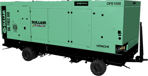 Sullair OFE1550 electric portable oil free rotary screw air compressor